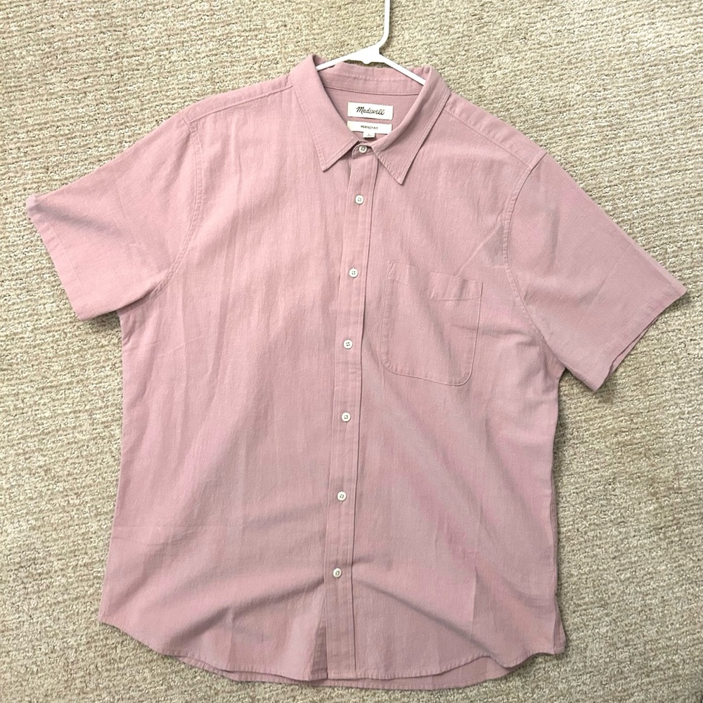 Madewell Short Sleeve Button Down - Large/Pink